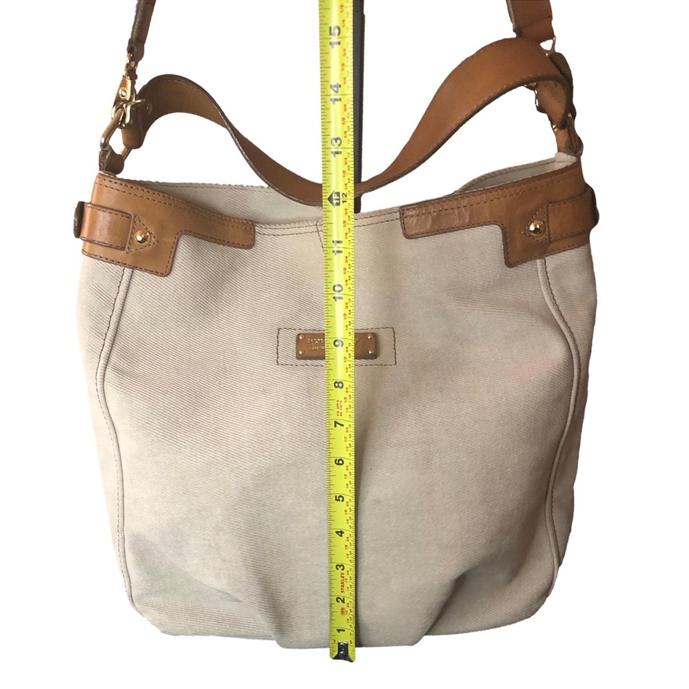 BURBERRY Blue Label Light Beige Canvas Bag with Leather Trim and Crossbody Strap - Picture 15 of 17